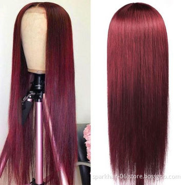 13X6 13X4 Color 99J  Red Burgundy 180% Virgin Wig Black Burgundy Hd Transparent Lace Front Wig Brown Blond Ombre Human Hair Wig